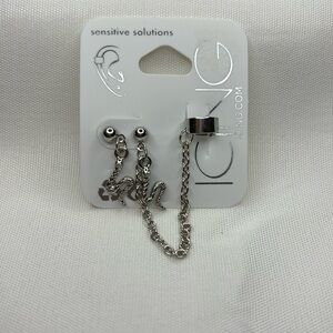 Icing Snake Earrings and Ear Cuff Silver